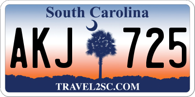 SC license plate AKJ725