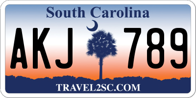 SC license plate AKJ789