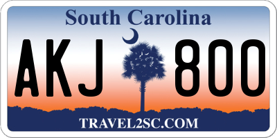 SC license plate AKJ800