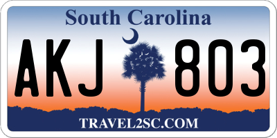 SC license plate AKJ803