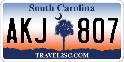 SC license plate AKJ807