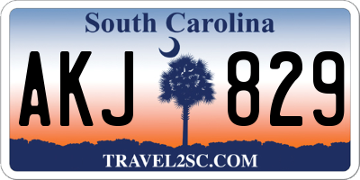 SC license plate AKJ829