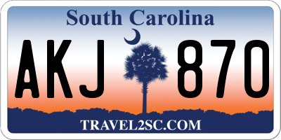SC license plate AKJ870