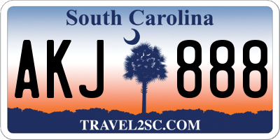 SC license plate AKJ888