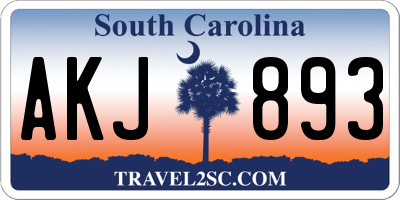 SC license plate AKJ893