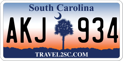 SC license plate AKJ934
