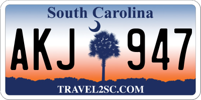 SC license plate AKJ947
