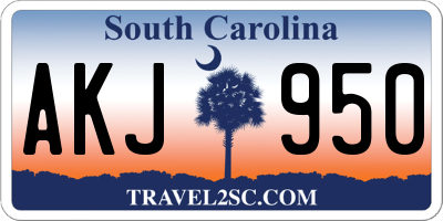 SC license plate AKJ950