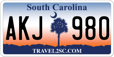 SC license plate AKJ980