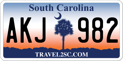 SC license plate AKJ982