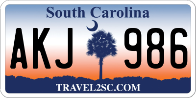 SC license plate AKJ986