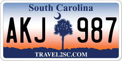 SC license plate AKJ987