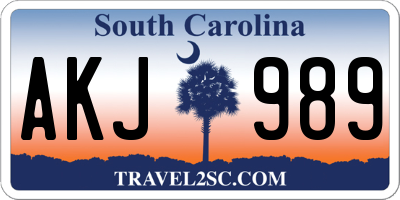SC license plate AKJ989