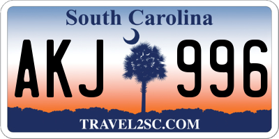SC license plate AKJ996
