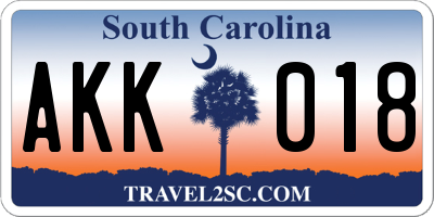SC license plate AKK018