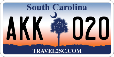 SC license plate AKK020