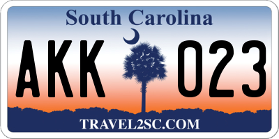 SC license plate AKK023