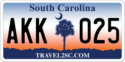 SC license plate AKK025