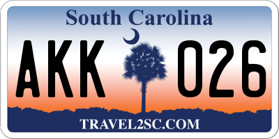SC license plate AKK026