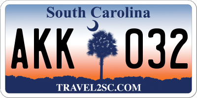 SC license plate AKK032