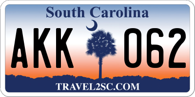 SC license plate AKK062