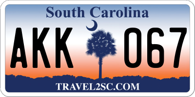 SC license plate AKK067
