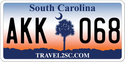SC license plate AKK068
