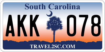 SC license plate AKK078
