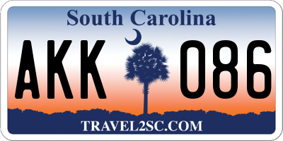 SC license plate AKK086