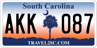 SC license plate AKK087