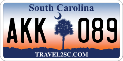 SC license plate AKK089