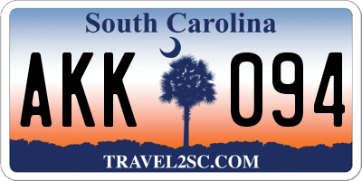 SC license plate AKK094