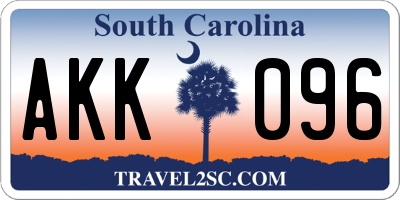SC license plate AKK096