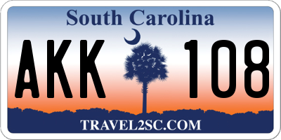 SC license plate AKK108
