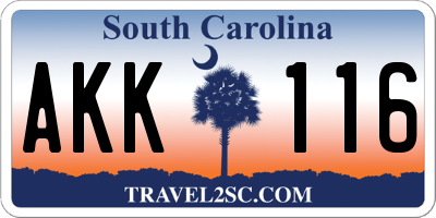 SC license plate AKK116