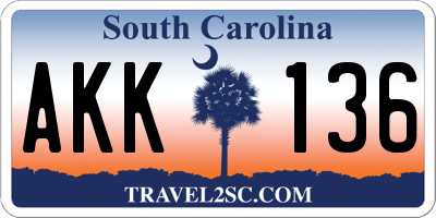 SC license plate AKK136