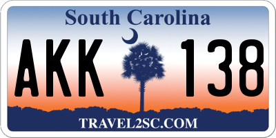 SC license plate AKK138
