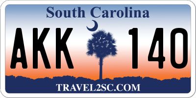 SC license plate AKK140