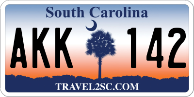 SC license plate AKK142