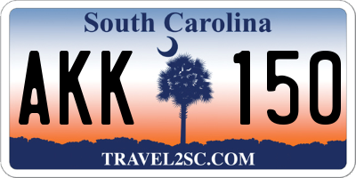 SC license plate AKK150