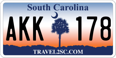 SC license plate AKK178