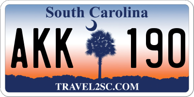 SC license plate AKK190