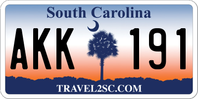 SC license plate AKK191