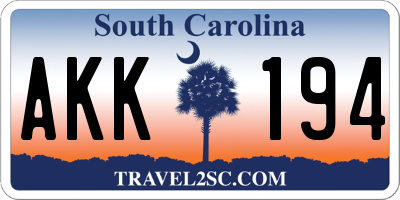 SC license plate AKK194
