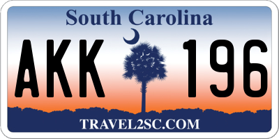 SC license plate AKK196