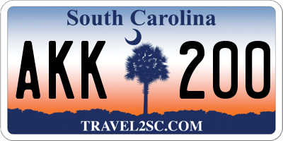 SC license plate AKK200