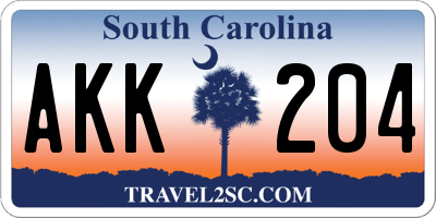 SC license plate AKK204
