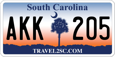 SC license plate AKK205