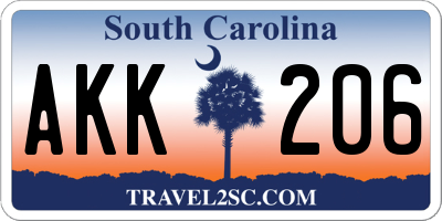 SC license plate AKK206