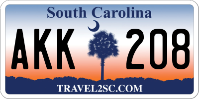 SC license plate AKK208